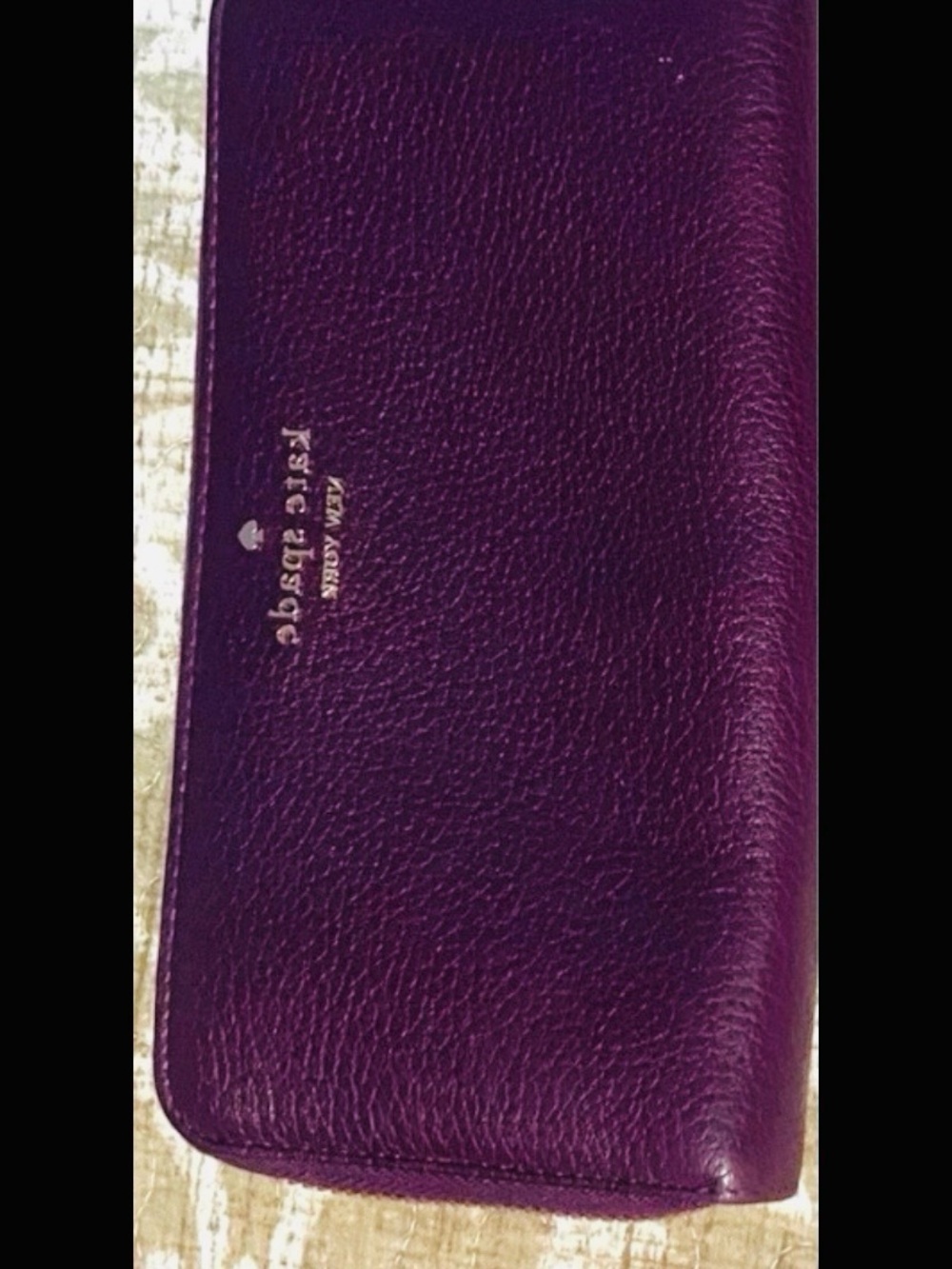 kate spade Plum Leather Zip Around Wallet - Deep Berry